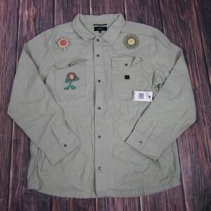 Roark Light Green Shirt Jacket with Embroidered Patches